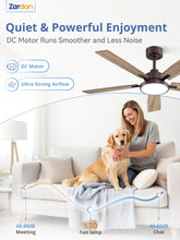 Load image into Gallery viewer, Zardon 52 in Black Ceiling Fan with LED Light and Remote, Downrod 6-Speed and Quiet Reversible DC Motor for Bedroom, Living Room, Indoor