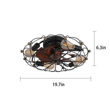 Load image into Gallery viewer, Industrial Cage Ceiling Fan - Low - Profile 7 - Blade Fan with Remote &amp; Light - Modern Rustic Cooling for Small Spaces