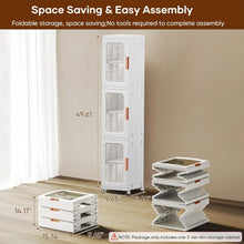 Load image into Gallery viewer, Slim Kitchen Pantry Storage Cabinet with Doors and Shelves, 3 - Tiers Plastic Narrow Storage Organizer Collapsible