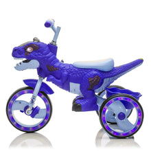 Load image into Gallery viewer, Xuanlur Kids Ride on Dinosaur Tricycle, Toddlers Kid Trike with Wide Flash Wheels, Anti - Slip Pedals, Rear Basket, Music &amp; LED Lights, Toddler Bike