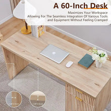 Load image into Gallery viewer, 60 - Inch Contemporary Executive Desk - Wooden Home Office &amp; Fluted Computer Desk