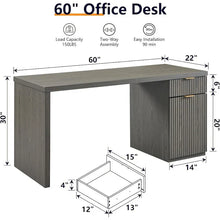 Load image into Gallery viewer, 60 - Inch Contemporary Executive Desk - Wooden Home Office &amp; Fluted Computer Desk