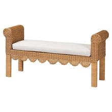 Load image into Gallery viewer, Reiko Handcrafted Natural Rattan Bench with Scalloped Design - Boho Farmhouse Seating for Entryway, Bedroom, or Living Room
