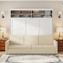 Load image into Gallery viewer, Queen Murphy Bed with Sofa - 2 - in - 1 Design, Storage Solutions &amp; Dual - Piston Mechanism