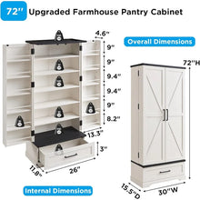 Load image into Gallery viewer, 72 - Inch Tall Farmhouse Kitchen Pantry Cabinet - Stylish Storage Cupboard