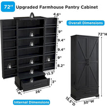 Load image into Gallery viewer, 72 - Inch Tall Farmhouse Kitchen Pantry Cabinet - Stylish Storage Cupboard
