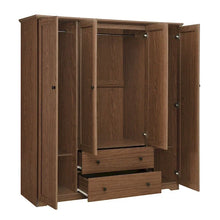 Load image into Gallery viewer, Freestanding 4 - Door Wardrobe Armoire with 2 Drawers and Hanging Rods for Clothes Storage