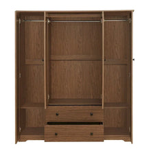 Load image into Gallery viewer, Freestanding 4 - Door Wardrobe Armoire with 2 Drawers and Hanging Rods for Clothes Storage