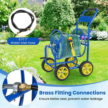 Load image into Gallery viewer, Heavy Duty Metal Garden Hose Reel Cart Holds 300FT of 5/8" Hose with 4 Wheels &amp; Storage Basket, Portable Water Hose Organizer for Yard Lawn