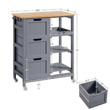 Load image into Gallery viewer, Kitchen Island Cart on Wheels with Storage, Solid Wood Top, 3 Drawers and Removable Shelves, Rolling Utility Cart, Dark Gray
