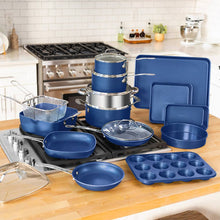 Load image into Gallery viewer, Granitestone Blue 20 Piece Nonstick Cookware and Bakeware Set