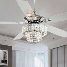 Load image into Gallery viewer, 52 - Inch Chrome 4-Light Crystal Shade Ceiling Fan - 52 - in - Remote