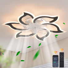Load image into Gallery viewer, Garwarm Dimmable Ceiling Fan with Light and Remote Control, 27" Small Flush Mounted Ceiling Fan