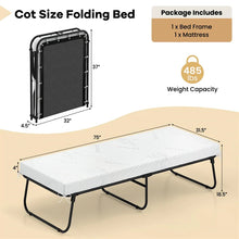 Load image into Gallery viewer, Cot Size Rollaway Guest Bed with Memory Foam Mattress, 75"x31" Portable Folding Bed with Heavy - Duty Metal Frame for Home Office Small Spaces
