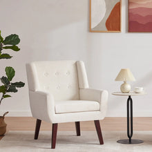 Load image into Gallery viewer, HUIMO Accent Chair, Button Tufted Upholstered Living Room Chairs, Mid Century Modern Comfy Reading Chairs for Bedroom, Living Room, Beige