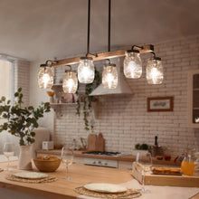 Load image into Gallery viewer, Modern Farmhouse 6-Light Chandelier Glass Bar Kitchen Island Lights - L27.5 inch x W11 inchx H 71.5 inch, Size: L27.5 x W11x H 71.5, Brown