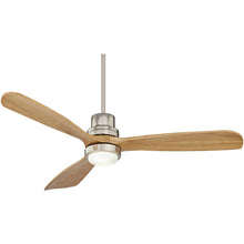 Load image into Gallery viewer, 52" Casa Vieja Delta - Wing DC Modern 3 Blade Indoor Ceiling Fan with LED Light Remote Control Brushed Nickel Natural Solid Wood for Living Room