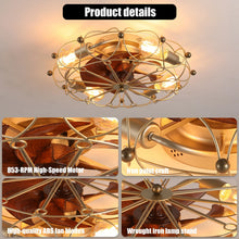 Load image into Gallery viewer, Industrial Cage Ceiling Fan - Low - Profile 7 - Blade Fan with Remote &amp; Light - Modern Rustic Cooling for Small Spaces