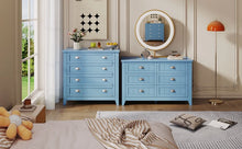 Load image into Gallery viewer, 6 Drawer Dresser, Light Blue Elegant Chest of Drawers, Large Cabinet with Storage, Rustic Wood Chest of Drawers for Bedroom, Living Room, Hallway