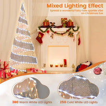 Load image into Gallery viewer, 5 FT Pre - lit Christmas Cone Tree, Artificial Spiral Conic Tree with 300 Warm White &amp; 250 Cold White LED Lights, Xmas Holiday Decor for Home Party