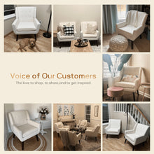Load image into Gallery viewer, HUIMO Accent Chair, Button Tufted Upholstered Living Room Chairs, Mid Century Modern Comfy Reading Chairs for Bedroom, Living Room, Beige