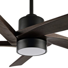 Load image into Gallery viewer, WINGBO 54 DC Ceiling Fan with Lights and Remote Control, 5 Reversible Carved Wood Blades Brass/Black