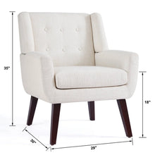 Load image into Gallery viewer, HUIMO Accent Chair, Button Tufted Upholstered Living Room Chairs, Mid Century Modern Comfy Reading Chairs for Bedroom, Living Room, Beige