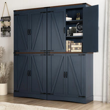 Load image into Gallery viewer, 71" Tall Farmhouse Kitchen Pantry Cabinet, 5 Layers Storage Cabinet with Adjustable Shelves, Farmhouse Pantry Cabinet with 4 Barn Doors