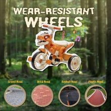 Load image into Gallery viewer, Xuanlur Kids Ride on Dinosaur Tricycle, Toddlers Kid Trike with Wide Flash Wheels, Anti - Slip Pedals, Rear Basket, Music &amp; LED Lights, Toddler Bike