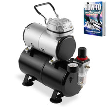 Load image into Gallery viewer, Pointzero 1/5 HP Airbrush Compressor with Air Tank, Regulator, Gauge and Water Trap - Quiet Portable Pump
