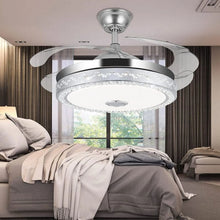 Load image into Gallery viewer, 42"invisible Chandelier Ceiling Fan with Light and Bluetooth Speaker, Modern 3 Color Change Crystal Ceiling Fan Light