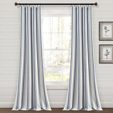 Load image into Gallery viewer, Lush Decor Farmhouse Stripe Yarn Dyed Cotton Window Curtain Panel Pair - 84" x 42" - Navy