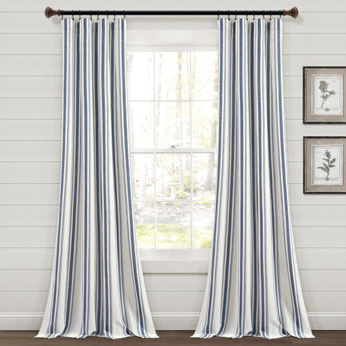 Lush Decor Farmhouse Stripe Yarn Dyed Cotton Window Curtain Panel Pair - 84