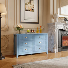 Load image into Gallery viewer, 6 Drawer Dresser, Light Blue Elegant Chest of Drawers, Large Cabinet with Storage, Rustic Wood Chest of Drawers for Bedroom, Living Room, Hallway