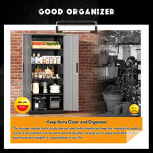 Load image into Gallery viewer, SOLAURA 71" Metal Garage Storage Cabinet with Locking Doors and Adjustable Shelves for Home, Office(Black)