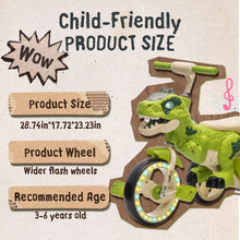 Load image into Gallery viewer, Xuanlur Kids Ride on Dinosaur Tricycle, Toddlers Kid Trike with Wide Flash Wheels, Anti - Slip Pedals, Rear Basket, Music &amp; LED Lights, Toddler Bike
