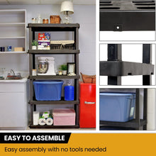 Load image into Gallery viewer, Hyper Tough Large 5-Tier Shelving Unit, W36 x D18 x H74" Interlocking Multipurpose Organizer, Black, Pack of 2