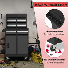 Load image into Gallery viewer, 2 - in - 1 Rolling Tool Chest, 5-Drawer Tool Storage Cabinet with Wheels, Adjustable Shelf, Tool Box Organizer for Garage Warehouse Workshop