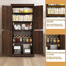 Load image into Gallery viewer, 71" Tall Farmhouse Kitchen Pantry Cabinet, 5 Layers Storage Cabinet with Adjustable Shelves, Farmhouse Pantry Cabinet with 4 Barn Doors
