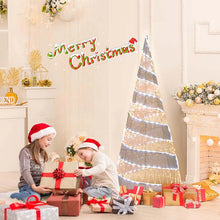 Load image into Gallery viewer, 5 FT Pre - lit Christmas Cone Tree, Artificial Spiral Conic Tree with 300 Warm White &amp; 250 Cold White LED Lights, Xmas Holiday Decor for Home Party