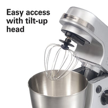Load image into Gallery viewer, Hamilton Beach 4 Quart Stand Mixer for Kitchen, 7 Speeds, Tilt - Head, Dough Hook, Whisk &amp; Flat Beater, White