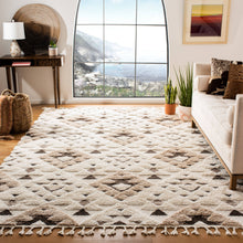 Load image into Gallery viewer, Safavieh Moroccan Tassel Shag Ivory/Brown 4 ft. x 6 ft. Area Rug
