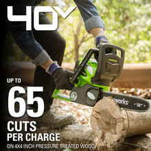 Load image into Gallery viewer, Greenworks 40V 12" Cordless Chainsaw with 2.0 Ah Battery &amp; Charger, 20262