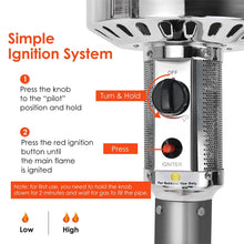 Load image into Gallery viewer, 50,000 BTU Propane Patio Heater, Standing Stainless Steel Outdoor Heater with Wheels, Triple Protection, CSA Certified for Deck &amp; Commercial