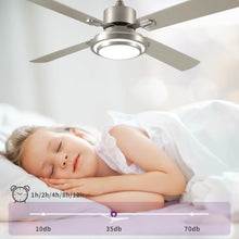 Load image into Gallery viewer, Dextrus 52'' Ceiling Fan with Light and Remote Control, 6 Speeds, 5 Timer Settings, and Dual - Finish Blades (Nickel)