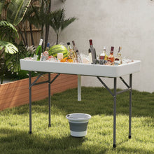 Load image into Gallery viewer, Costway 4 Foot Ice Cooler Folding Table Outdoor Portable Ice Bin Table with Large Sink