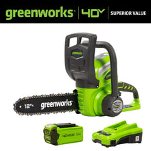 Load image into Gallery viewer, Greenworks 40V 12" Cordless Chainsaw with 2.0 Ah Battery &amp; Charger, 20262