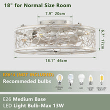 Load image into Gallery viewer, QHTX 18 - Inch White Vintage Caged Ceiling Fan with Remote Control