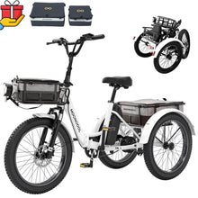 Load image into Gallery viewer, ABORON 3.0 Fat Tire Electric Trike for Senior Foldable E - Bike, 500W Motorized Tricycle Adult 20" Folding 3 Wheel Electric Commute Bike Trike W/48V