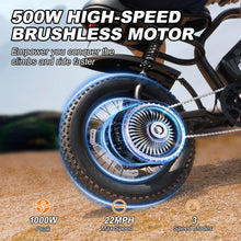 Load image into Gallery viewer, AVDL Electric Bike, 16" Fat Tire Ebike, 500W Motor, 48V 12ah Removable Battery, 4x Suspension, 38 Miles Pure Electric, 55 Miles Pedal